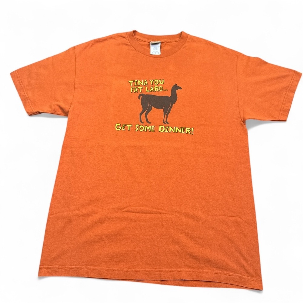 Vintage Y2K Napoleon Dynamite Tina T Shirt Adult Size Large Orange Funny Tee
